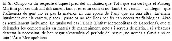 Resposta de l'Equip de Govern de l'Ajuntament de Gav&agrave; a la proposta de C's de Gav&agrave; d'instal&middot;lar WC qu&iacute;mics al passeig mar&iacute;tim de Gav&agrave; Mar durant tot l'any (31 de gener de 2008)